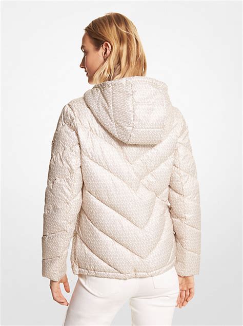 michael michael kors logo quilted ciré packable puffer jacket|Michael Kors insulated jacket.